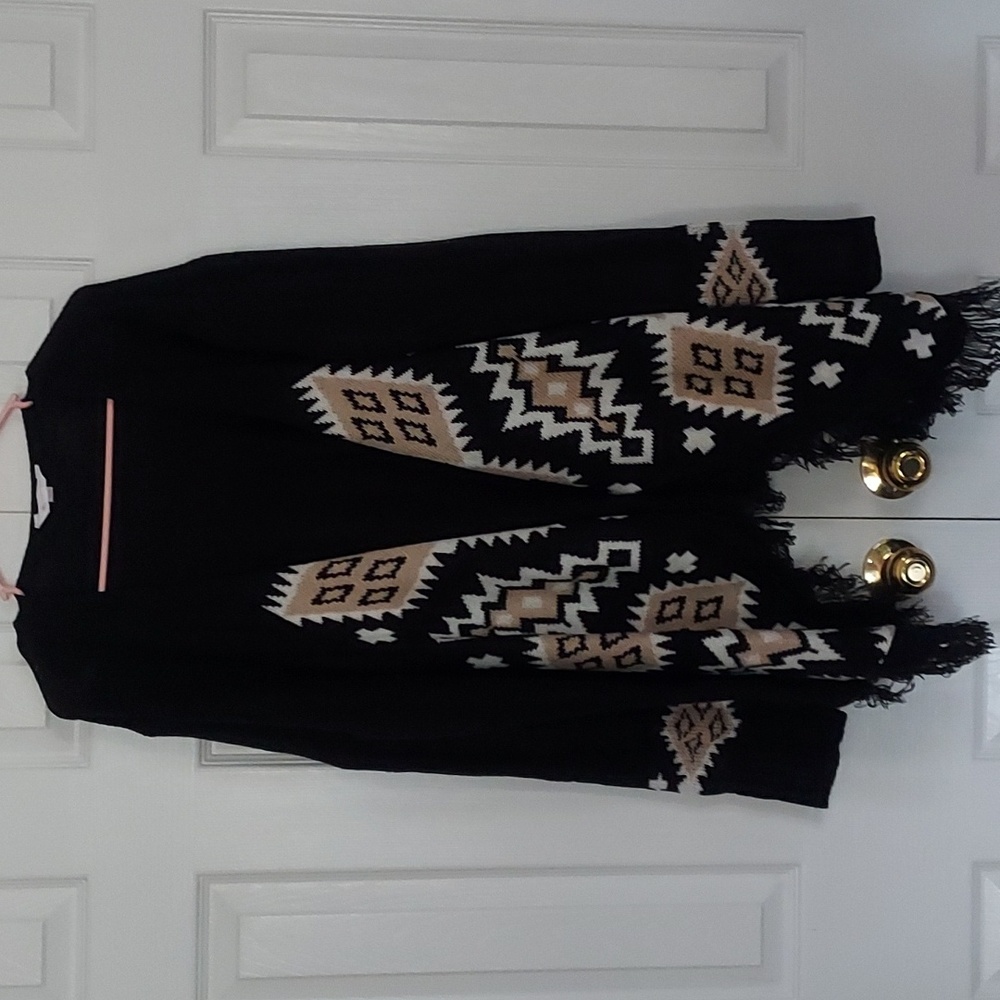 Black tan white sweater